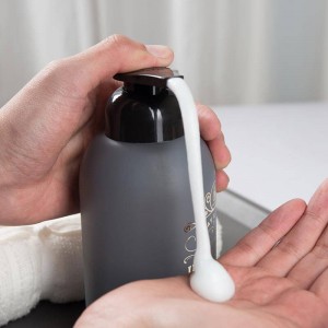 Grey White 375ml Body Wash Glass Foam Pump Dispenser Bottle