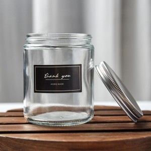 Wholesale Straight Side Customized Clear Glass Candle Jar with Metal Lid