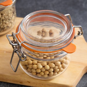 Safe Rubber Gasket Clamp Lid Flour Cereal Kitchen Glass Canister