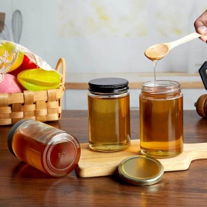 375ml Cylinder Honey Ergo Glass Jar with Metal Cap