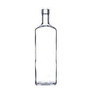 750 ml Clear Glass Flat Liquor Bottle