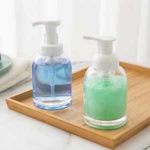 250 ml Tyhjä läpinäkyvä lasivaahtopumppu saippua-annostelijapullo