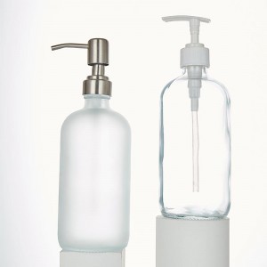Wholesale Frosted/ Clear Boston Soap Dispenser Glass Bottle with Lotion Pump