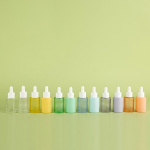 रंग मुद्रित 1OZ फेस सीरम ग्लास ड्रपर बोतलहरू