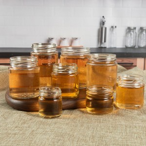 Round Twist Top Preserve Jar Flint Glass Honey Jar