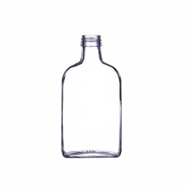 250ml Glass Flat Clear Liquor Flask With Aluminium Cap