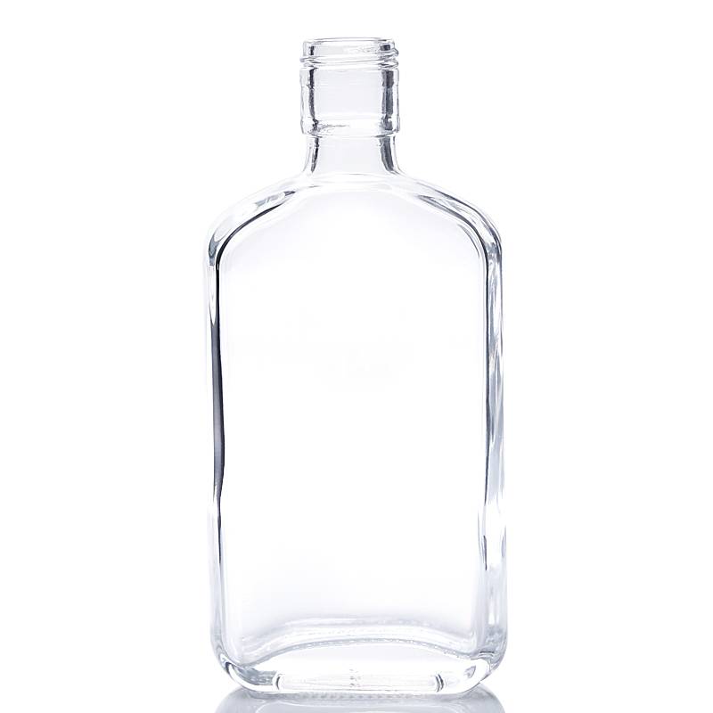 2019 China New Design Burgundy Wine Bottle - 250ml Glass Flat Clear Liquor Flask With Aluminium Cap  – Ant Glass