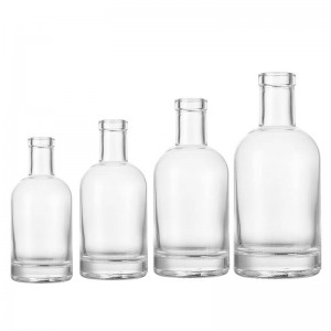 Customized Nordic Clear Round Empty Glass Spirits Whiskey Bottle