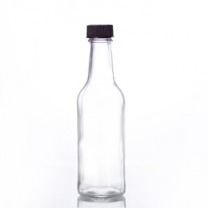 5oz/10oz Glass Woozy Hot Sauce Bottle with Ribbed 24mm plastic Cap