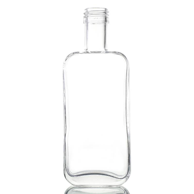 2019 Dènye Design Glass 750ml Vodka Boutèy - 250ml Vide Boutèy Likè Plat ak Bouchon Plastik - Ant Glass