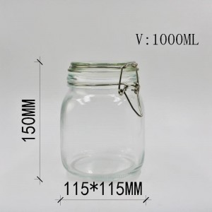 Verschiedene, transparente, versiegelte Küchenaufbewahrungsgläser aus Glas mit Klemmdeckel