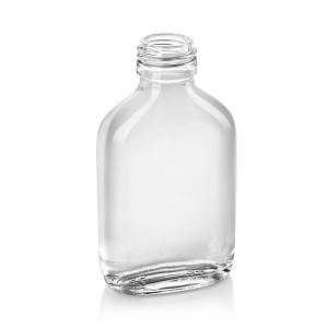100ml/200ml Glass Flat Clear Liquor Flask With Aluminium Cap
