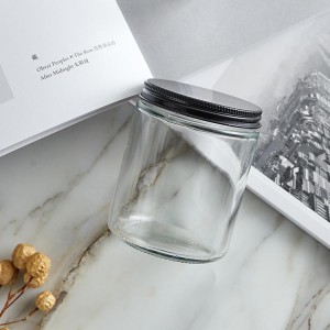 Wholesale Straight Side Customized Clear Glass Candle Jar with Metal Lid