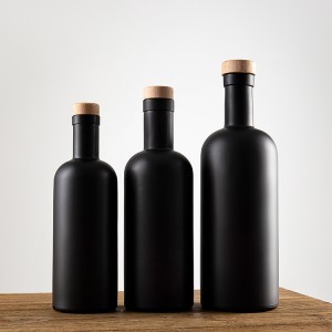 Hot Sale Custom Aspect Black Frosting Glass Spirits Vodka Bottle