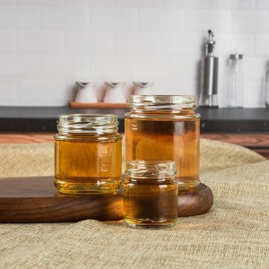 I-Round Twist Phezulu Londoloza Isitsha se-Flint Glass Honey Jar