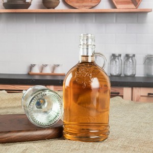 Botella de vidrio de galón de jarabe de arce de 250 ml y 500 ml con hoja en relieve
