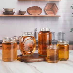 Добавувач на сет за контејнери за мед од проѕирно стакло на големо