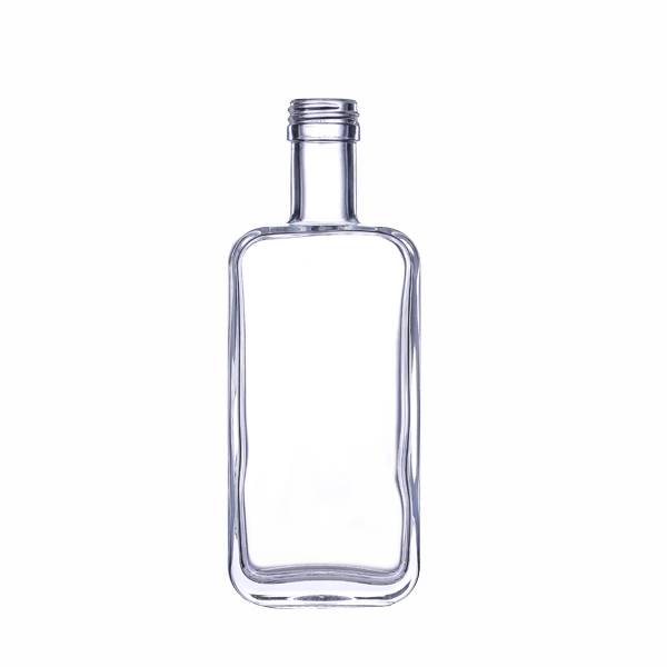 250ml Empty Glass Flat Liquor Bottle With Plastic Cap