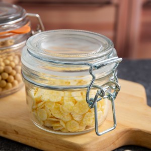 Safe Rubber Gasket Clamp Lid Flour Cereal Kitchen Glass Canister