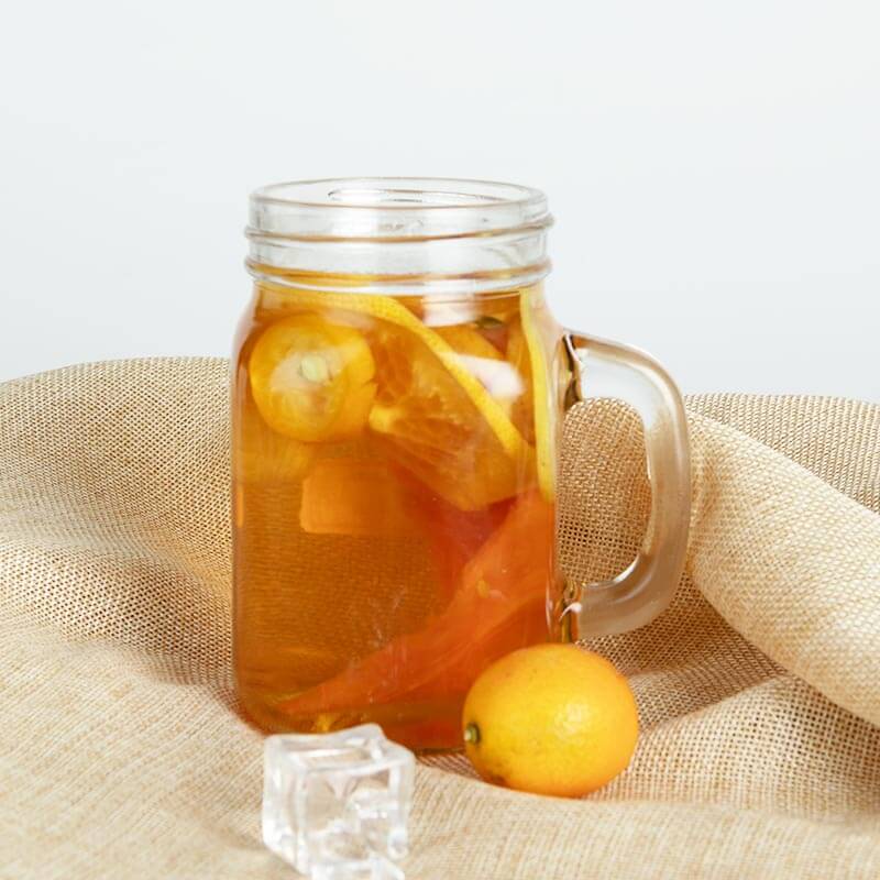 Venta caliente de Mason Jar con asa - Mango 400 ml de vidrio transparente para bebidas Mason Jar con tapa - Ant Glass