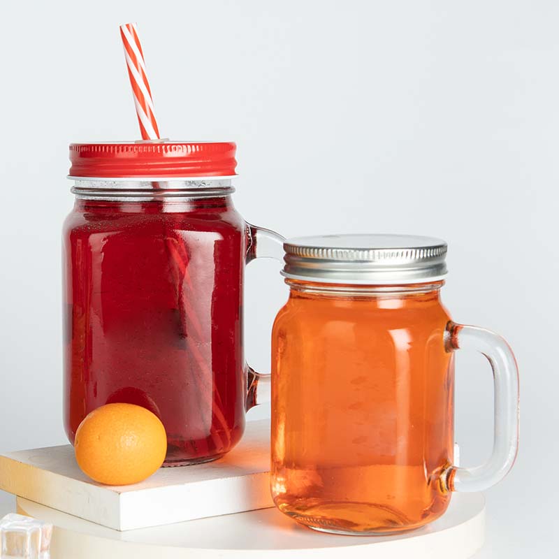 300ml Glass Juice Jar Mason Jar with Lids and Straw for Juice