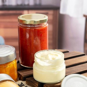 Ergo Glass Food Jar Sauce Container with Metal Lid