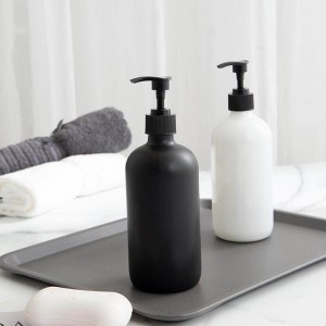 מכירה חמה בקבוק זכוכית לשטוף יד בוסטון מתקן סבון עגול עם משאבת קרם