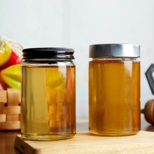 375ml Cilindru Honey Ergo Glass Jar cù Cappu di Metallu