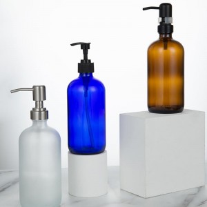 Amber Blue Shampoo Hand Sanitizer Glass Boston Soap Dispenser Bottle