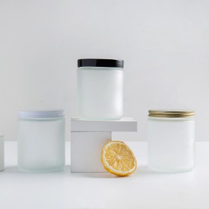 4oz 8oz Frosted Wide Mouth Glass Storage Jar with Metal Plastic Lids