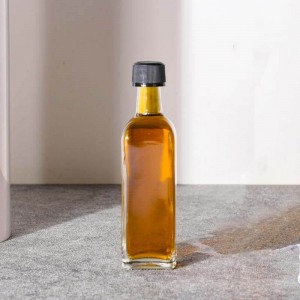 Szklana butelka Mini Squre Marasca o pojemności 60 ml z pokrywką