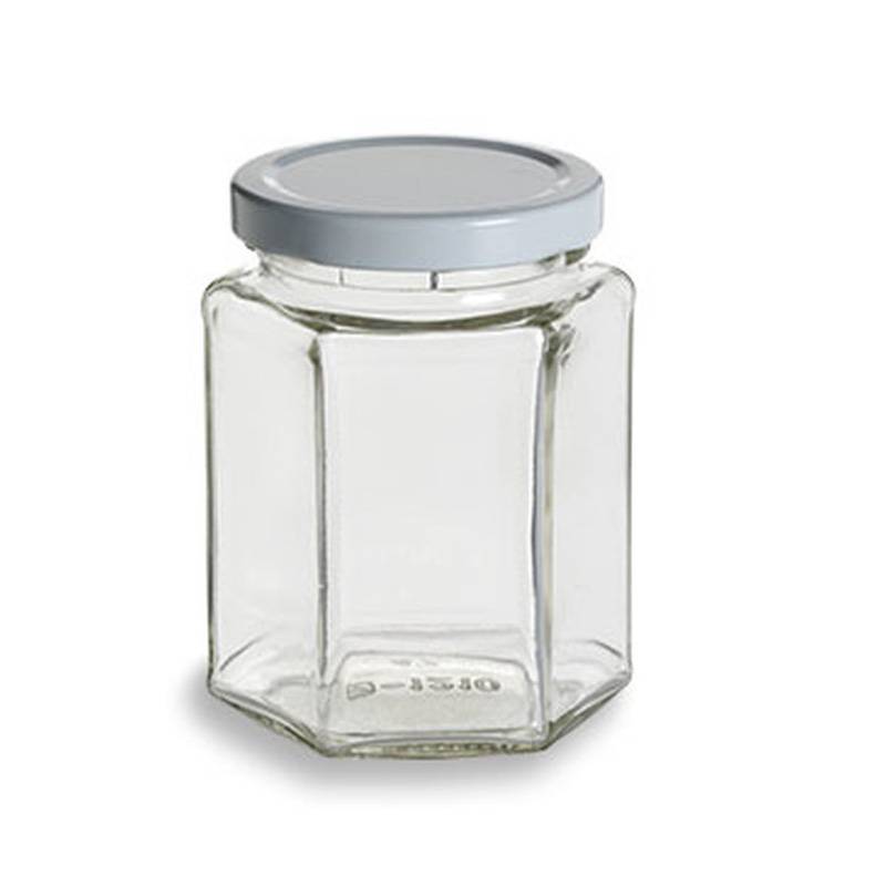 Pot d'emmagatzematge de vidre de nou producte de la Xina 2000 ml - Pot de mel de vidre hexagonal de 6 OZ - Ant Glass