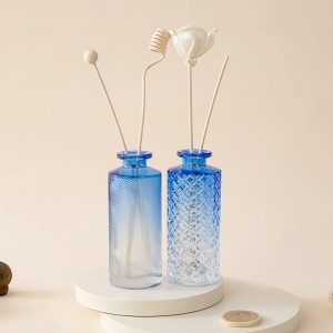 Ombre Blue Ombre Carve Cylinder Glass Reed Diffuser karama