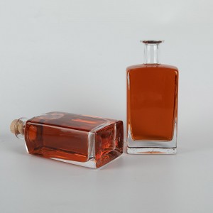 Bouteille d'alcool carrée en verre Tequila Super Flint de 700 ml