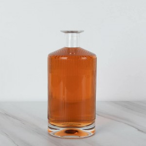 Cork 750ml Stripe Short Neck Glass Gin Bottle