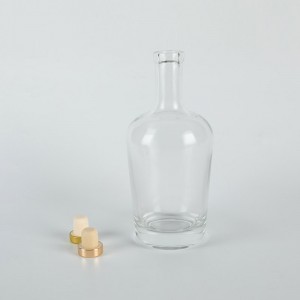 750 ml rund gennemsigtig cognac spiritusglasflaske med prop