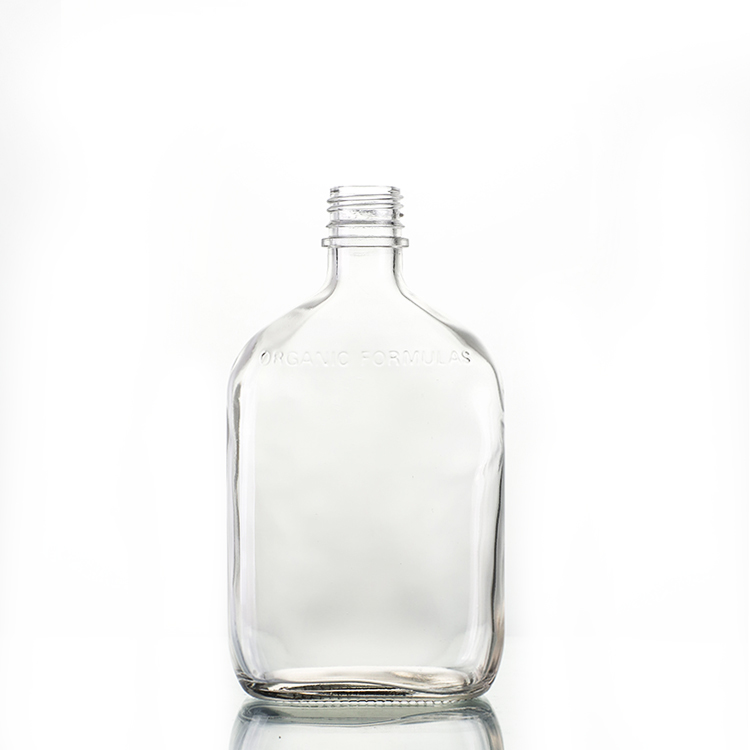 Factory Free sample Super Flint Whisky Glass Bottle - 250ml Glass Flat Clear Liquor Flask With Aluminium Cap  – Ant Glass