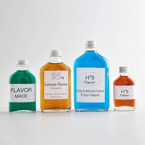 High Quality Customized Glass Flat Flask Spirits Liquor Bottle