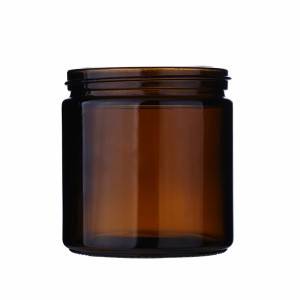 16OZ amberkleurige glazen potten met rechte zijkanten