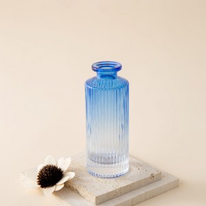 Modern Blue Ombre Carve Cylinder Glass Reed Diffuser Bottle