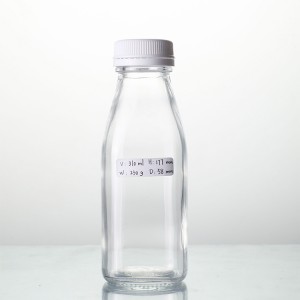 10OZ square glass juice bottle