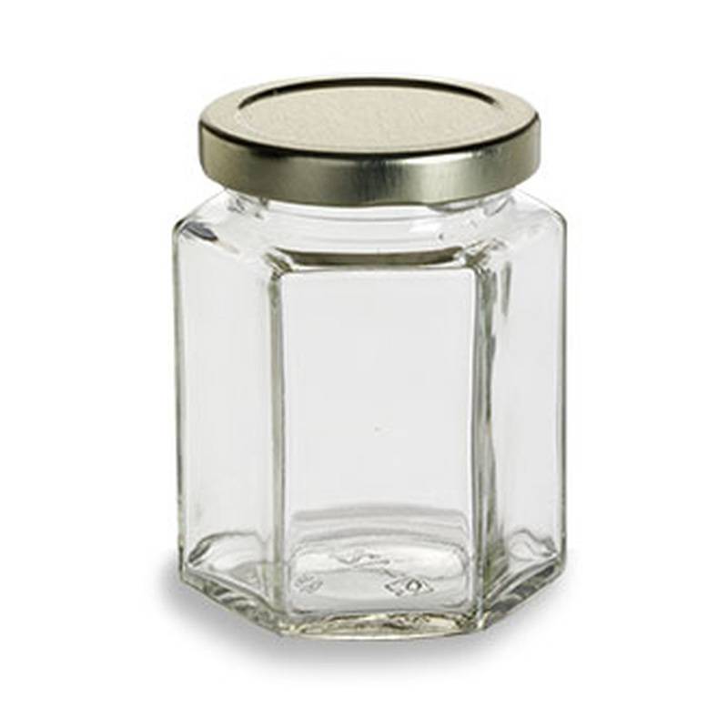 OEM Factory yeGlass Storage Jar Ine Pp Lid - 9oz hexagon girazi huchi chirongo - Ant Glass