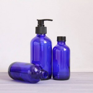 Custom Cobalt Blue Boston Spray Lotion Glass Bottle Liquid Soap Dispenser