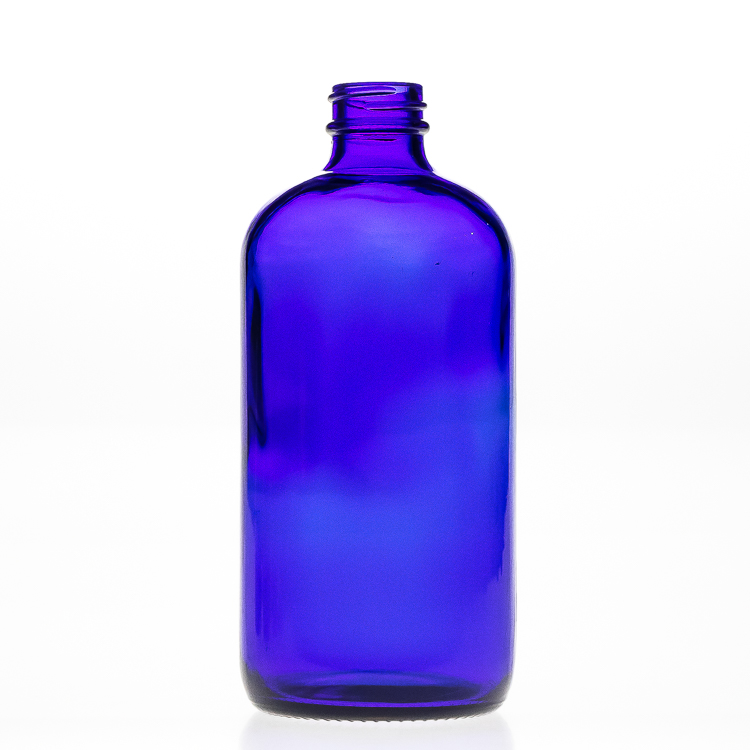 Kugulitsa Mabotolo Amadzi Agalasi a Borosilicate - Cobalt blue Boston Round Glass Botolo - Ant Glass