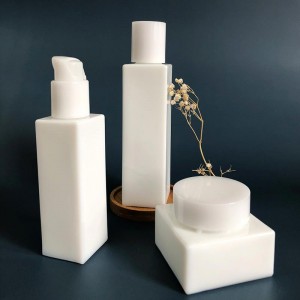 Set de frascos de loción para o coidado da pel de vidro de ópalo cadrado airless de 100 ml