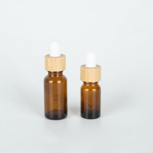 10ml 20ml Botol Kaca Serum Tan dengan Penitis Kayu