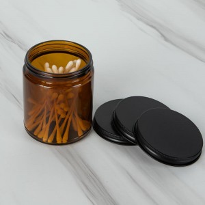Amber Clear 8OZ קיסם Q-tips מיכל זכוכית