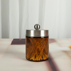 250 ml Amber Q-tips Storage Jar di vetru drittu