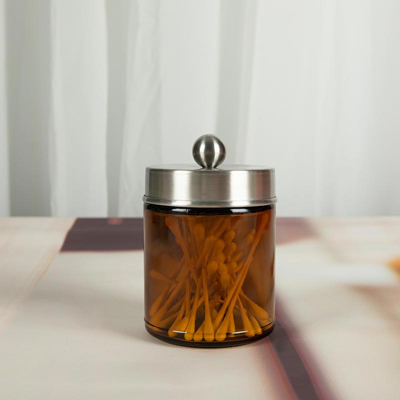 amber glass storage jar