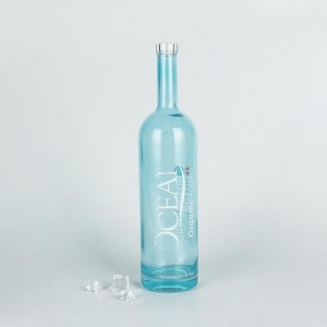 Niebieska szklana butelka na alkohol Arizona Tequila o pojemności 1 l z nadrukowanym logo